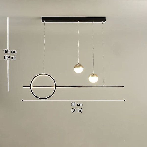 LED Hængende Lampe Køkkenø Sort Guld 80cm Lanterne