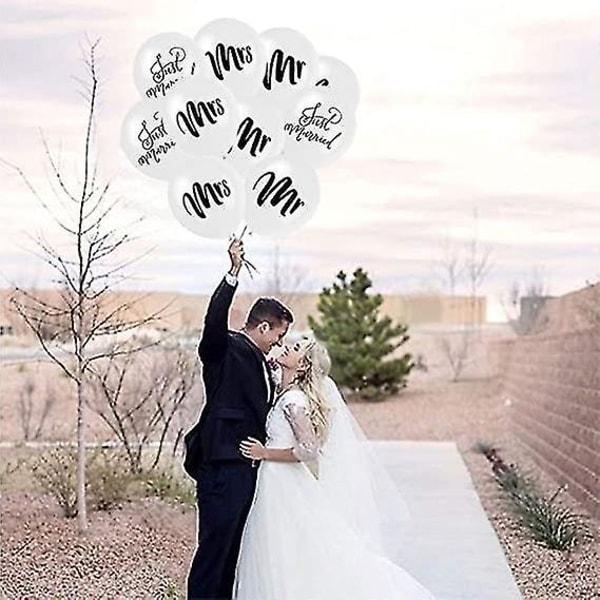 30 kpl Mrs Just Married valkoisia pyöreitä ilmapalloja