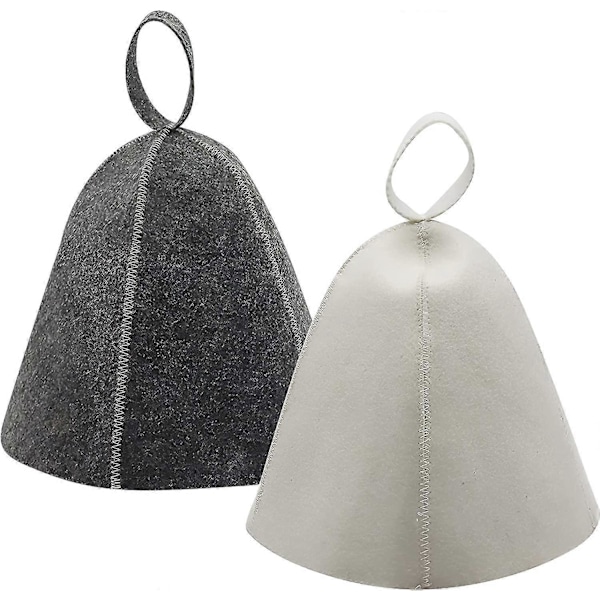 Bastuhätt, 2 st Filtbastuhätt, Bastuhätt för Män och Kvinnor, Bastuaccessoarer Filtmössa Bastumössa Duschmössa för Bastubad Gray and White