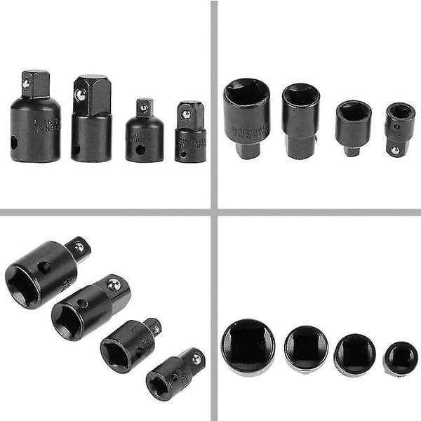 Forlenger- og redusersett, klikkadapter, reduseradaptere for stikkontakter og bits, 4 stk, 1/2\", 1/4\", 3/8\", driver