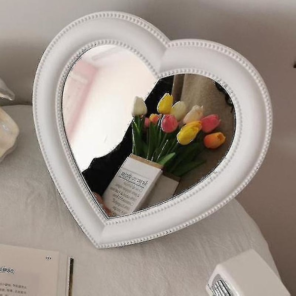 Mirror Desktop Pink Love Makeup Seinälle kiinnitettävä kaksikäyttöinen Heart-sha