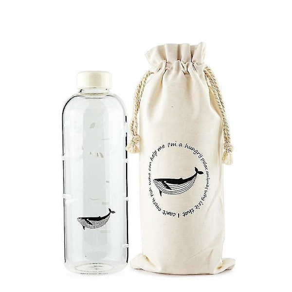 1000ml Ocean Series Sæl Hval Glas Vandflaske Ærme