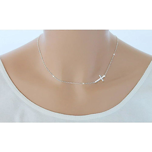 S925 Sølv Sideways Choker Halskæde Smykker 14 Tommer Til 18 Tommer