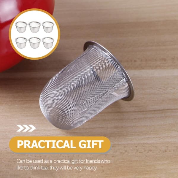 Te-infuser i rustfrit stål 6 stk. finmaskede te-si til løsbladste, praktisk