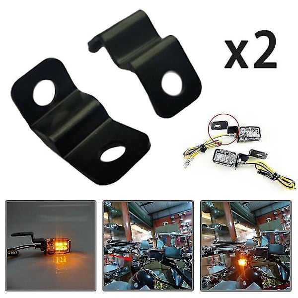 Mini Motorcykel LED Mini Blinkers Aluminium Legering Fäste (svart) 2st)