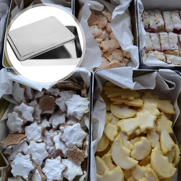 Tiramisu kageform i rustfrit stål med låg 28x22x6cm rektangulær genanvendelig bageplade