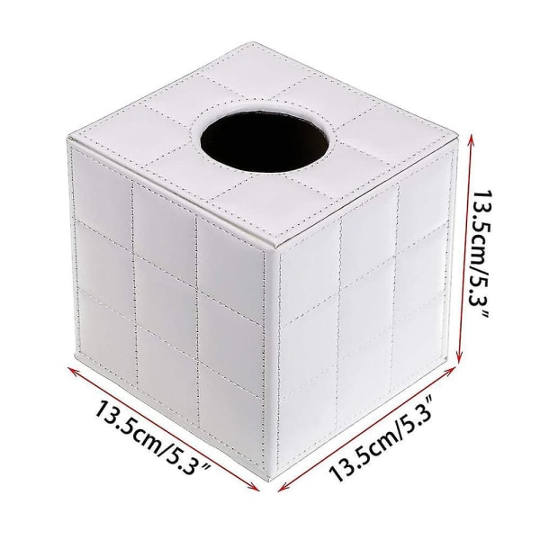 Pu Læder Moderne Firkantet Metal Papir Facial Tissue Box Cover Holder White