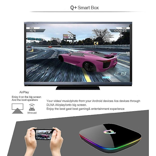 Android 9.0 TV-laatikko Q Plus 4 Gt 64 Gt 32 Gt Älykäs TV-laatikko H6