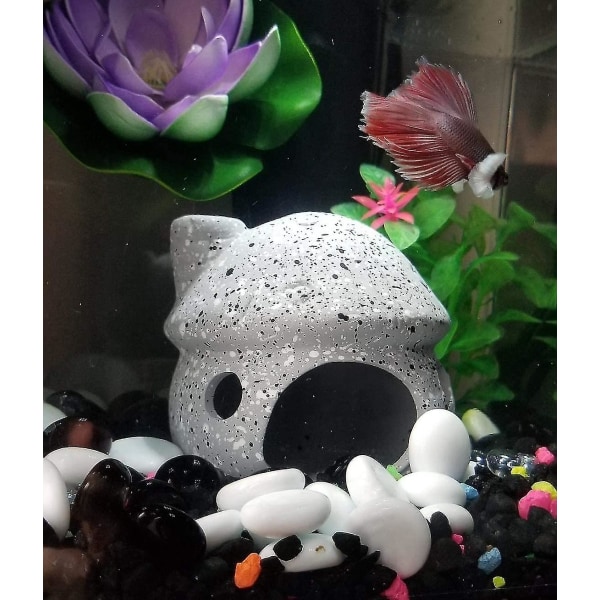 Akvarium Fiske Tank Multi-hull Keramisk Sopphus Landskapsdekorasjon - (grå)