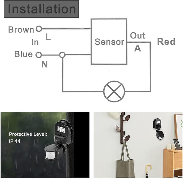 Justerbar Bevægelsessensor Infrarød Sensor, Detektor Pære Med Afbryder