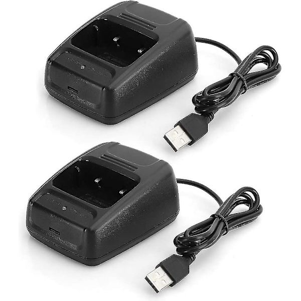 Bil USB Batterilader til Walkie Talkie Sort 2 stk