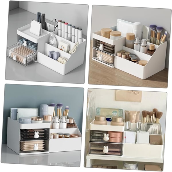 Kosmetik Opbevaringsboks Robust Pp Materiale Bordplade Organizer Skrivebordsskuffe Opbevaringsboks Hvid