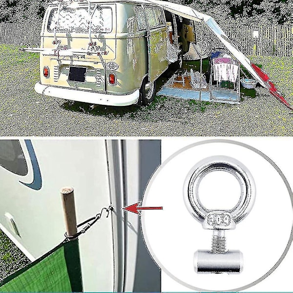 2 stk/sett Markise Skinne Stopper Bobil Caravan Løfteøye Mutter Skrue