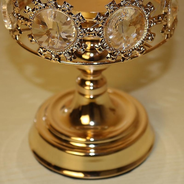 Guldsøjle lysestage, premium guld lysestage med luksus krystal design (1 stk, guld)