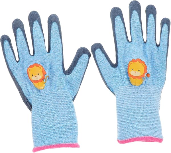 Barns små trädgårdshandskar blå helfinger latexhandskar
