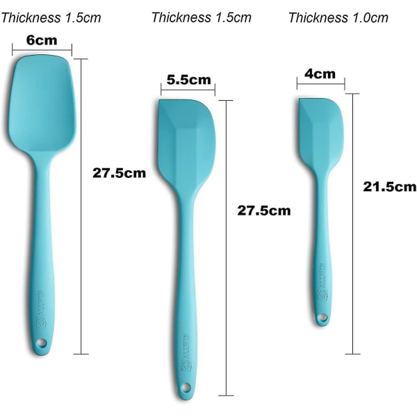 Silikoninen lasta 3-osainen setti, ergonomiset kahvat, korkean lämpötilan kestävät lastat, tarttumattomat kumilastat