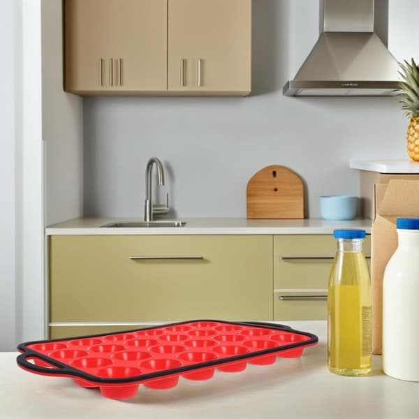 24-koppars silikon mini muffinsform med flernätsdesign och metallförstärkt ram