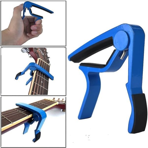 Gitarrkapo för akustiska och elektriska gitarrer, Trigger Capo, snabb byte, 6-strängad gitarrkapo (blå) (1 st)