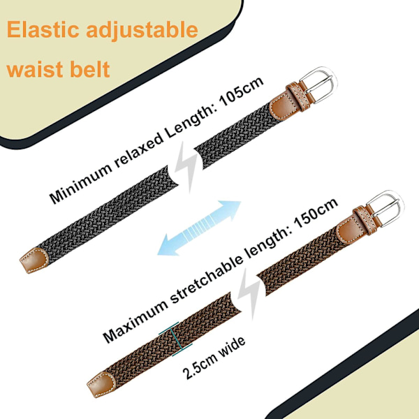 Damenbelter X 2 stk - Elastisk belte for kvinner, damebelter til jeansbukser, slank lerretsbelte
