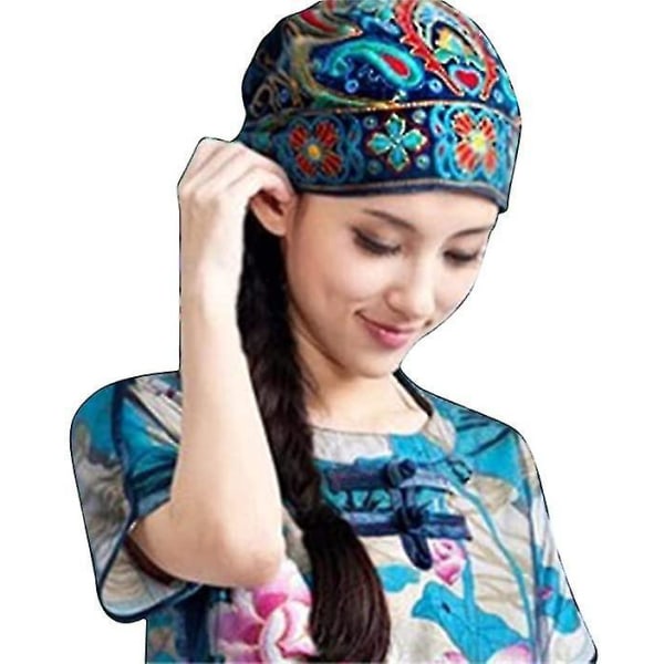 Turbanhatt med brodert blomster Boho-stil med hodebåndhatt
