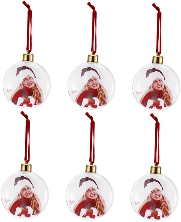 6 stk stjerneformede julefotokuler hengende ornamenter dekorative plastkuler