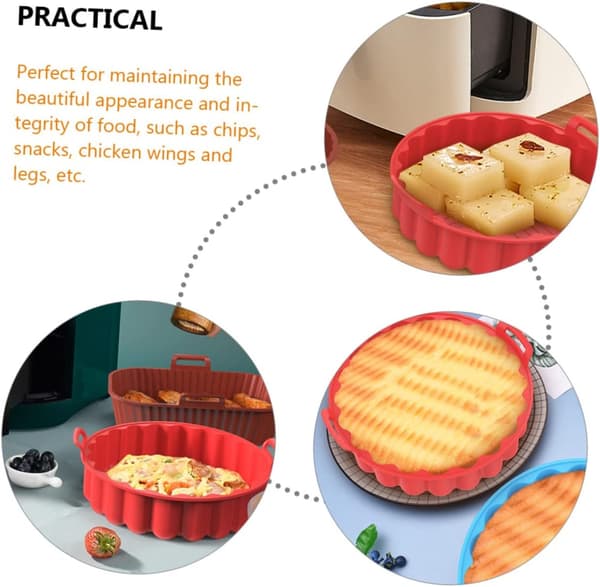 3 stk. gjenbrukbar silikonmatte til airfryer for baking og matlaging