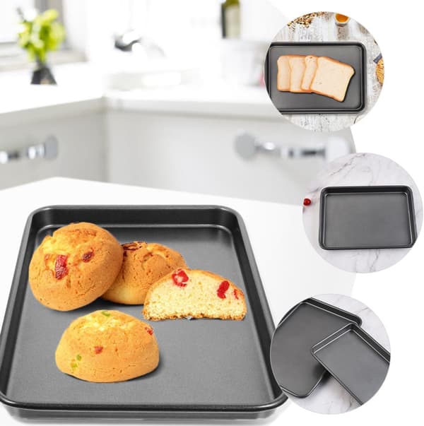 2 st non-stick bakplåtsset i kolstål, rektangulär återanvändbar kaka