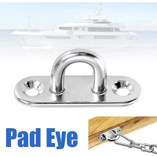 5mm Oval Pad Eye Plade Marine Spænde Fastgørelsesplade Sædetov Trækring Dørspænde Metal Stift Ring Krog Med 2 Huller Sølv 4stk)