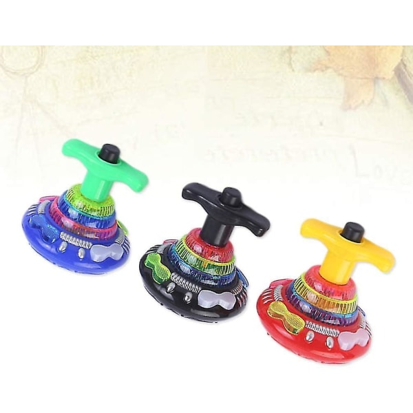 3 kpl Spinning Top -lelut Led-valo syttyy Vilkkuva musiikkipyörät (satunnainen väri)