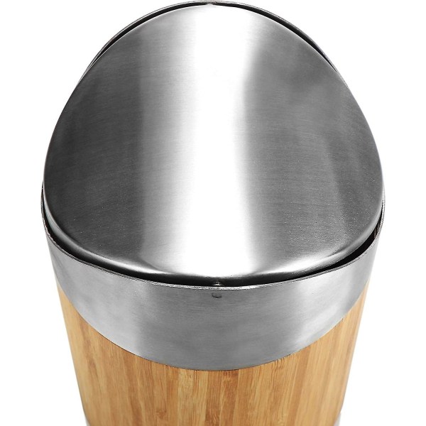 Skraldespand med drejelåg - Bambus Bordplade Skraldespand med låg i rustfrit stål - Kompakt vaskeskab til badeværelse (1 stk-lysebrun - bambus)