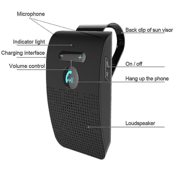 Bluetooth-bilsats Trådlös Bluetooth4.2 Högtalartelefon Handsfree Bilsats Solskyddsklipp