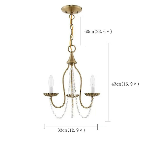 33 cm Enkelt Design Lysekrone Metall Mini Tradisjonell