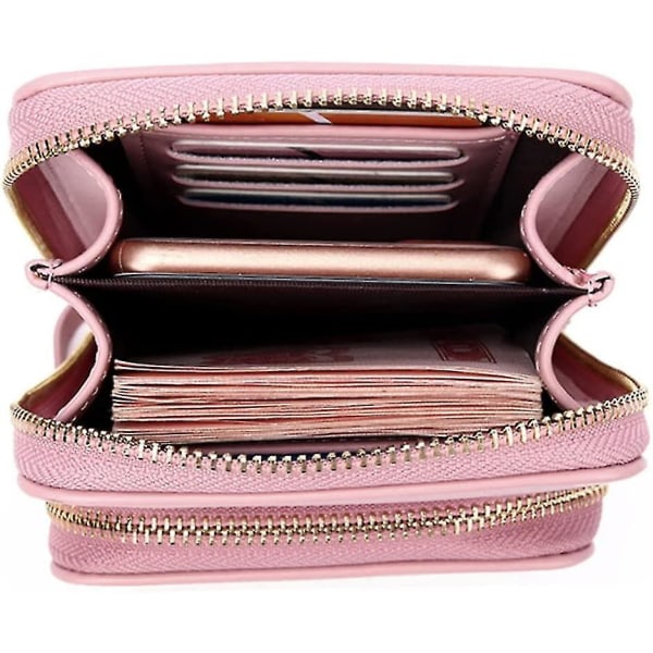 Crossbody Mobiltelefonväska PU-Läder Axelväska Oblong Messenger Handväska Rosa Messenger