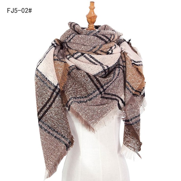 Mote-sjal og skjerf for damer, vinter, damer skjerf, pledd-skjerf for kvinner, tartan-skjerf Brown
