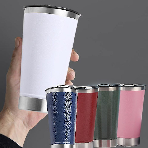 2 stk rustfritt stål tumbler med sugerør, sølsikker lokk