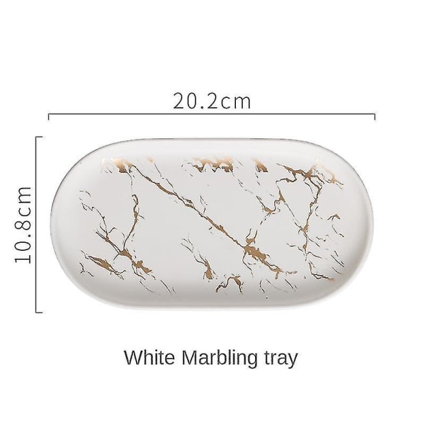 Pohjoismainen keraaminen marmori soikea tarjotin Kylpyhuoneen  säilytysastiat Valkoinen 05a1 | Fyndiq