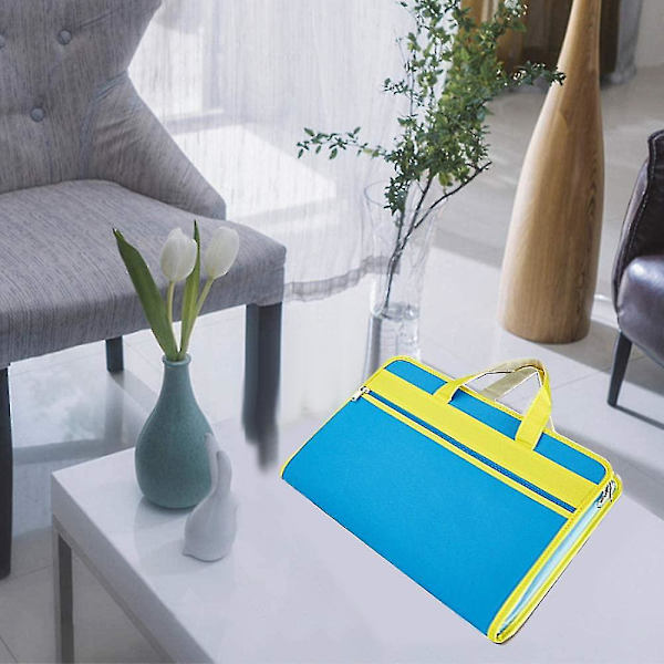 Vattentät Canvas Förvaringsmapp Bärbar Portfölj Flera Lager Insatsmapp Blue Shape1