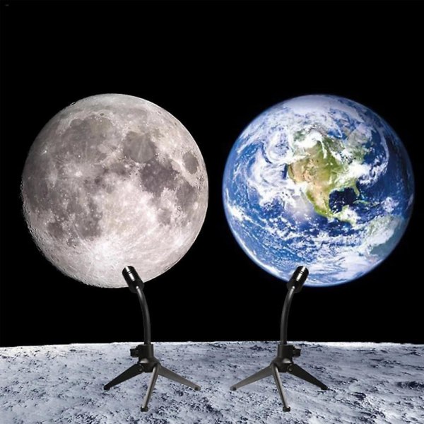 Månens Jord Projektorlys 2 i 1 Planet Lampe Roterbar