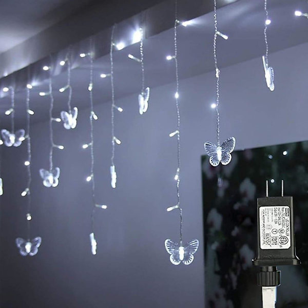 Jul LED-Fairy String Lights Fjäril Gardin 5m 216LED
