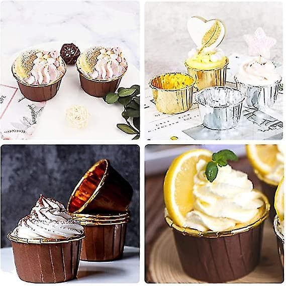 150 Aluminiumfolie Cupcakeforme Guld Sølv Bagekopper