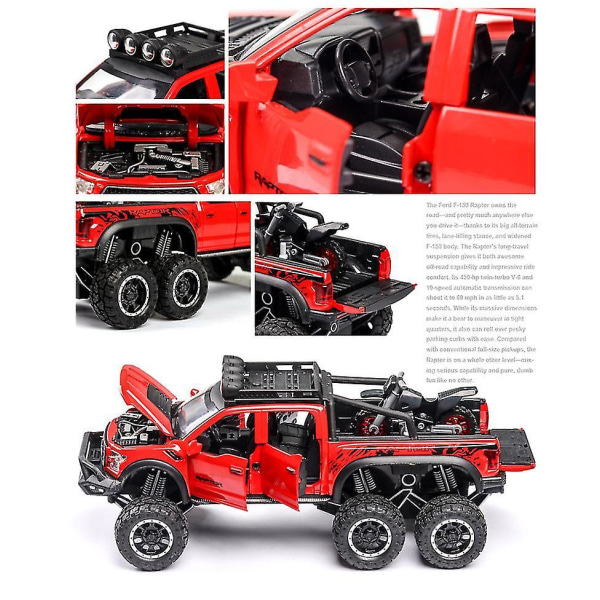 1:32 Raptor F150 Big Wheel Alloy Diecasts Lekebilmodell med lyd/lys/pull-back billeker