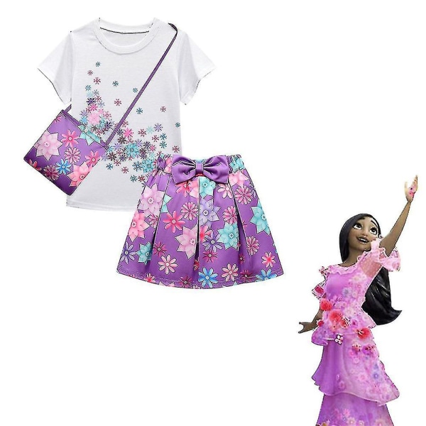 Encanto Isabella Kostym Barn Flickor Fint Outfit Topp Kjol Väska Outfit Set 4-5 Years
