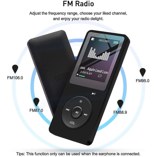 Mp3-soitin 32gb kaiuttimella Fm-radiokuulokkeet Kannettava Hifi Lossless Music Mp3 Mini Music Player Recorder E-kirja HD-näyttö