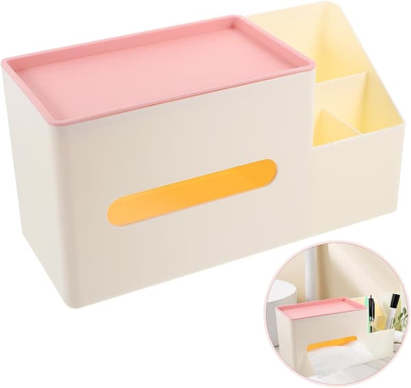 Multifunktionel Tissueboks med Side Organizer Plast Desktop Tissueboks Dekoration Enkel Stil Design Praktisk
