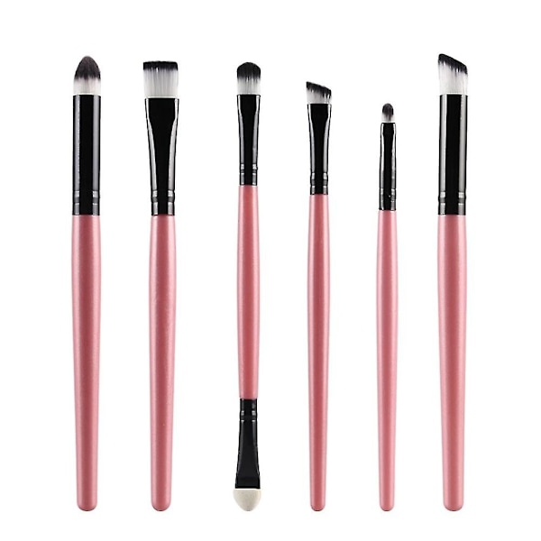 6-pack Ögonborste Set Makeup Brush Ögonskuggsborste Skönhetsverktyg (Rosa Bar Svart Rör)