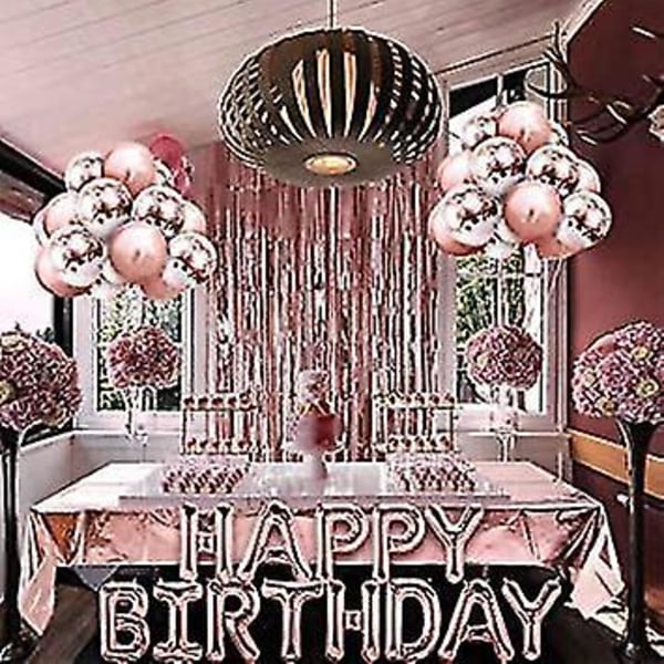 Roseguld Ballonkits Fødselsdagsbannere Latex Konfettiballoner