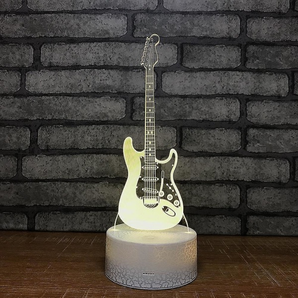 3D Illusionslampe Elektrisk Gitar 7 Farger Skiftende Nattelys