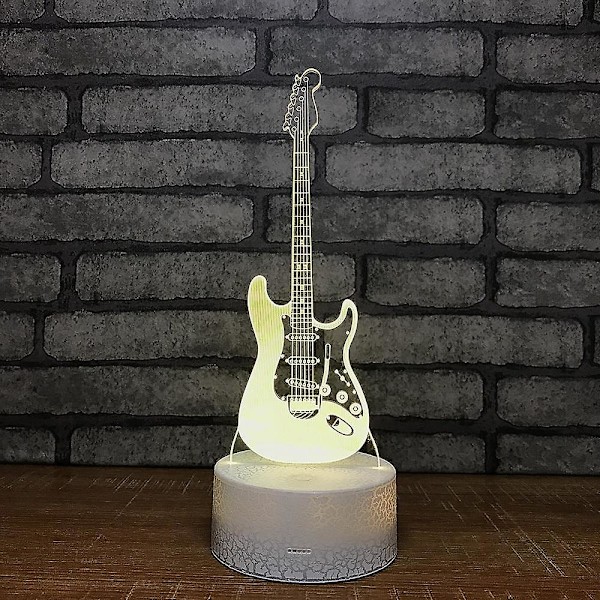 3D Illusionslampe Elektrisk Gitar Dekor Nattlys 7 Farger