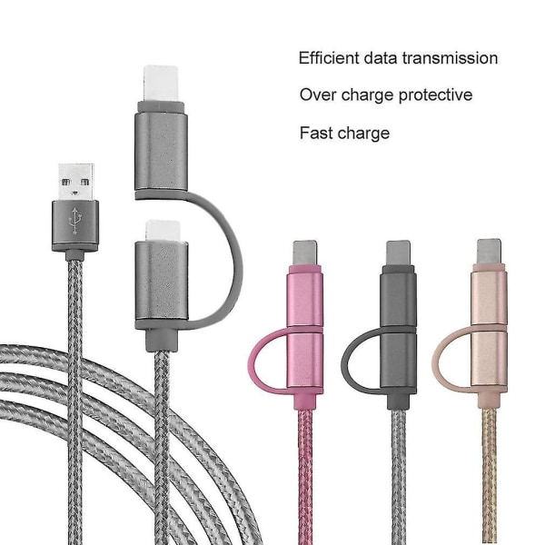 2-i-1 lang mikro-USB-kabel for iPhone-lading