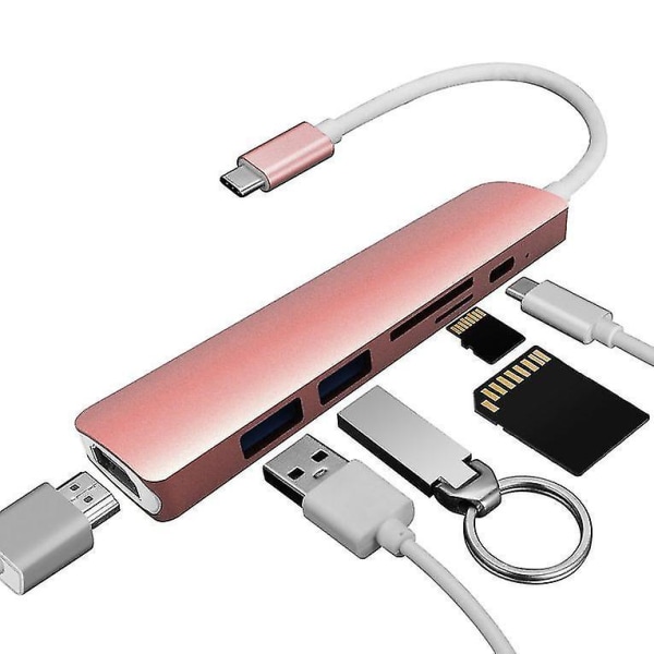 6-i-1 Typ-C Hub-adapter 4K HDMI-utgång Kortläsare